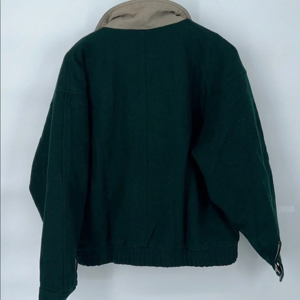 Vintage Boston Traders Men’s  Wool Blend Green Bomber Jacket Size M Zip Front